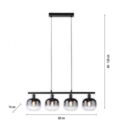 JUST LIGHT. 15421-18 - Chandelier on a string ZEA 4xE14/25W/230V black