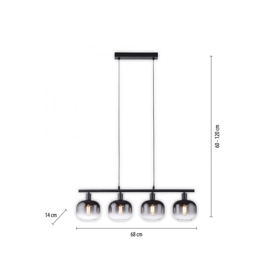 JUST LIGHT. 15421-18 - Chandelier on a string ZEA 4xE14/25W/230V black