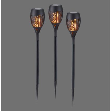 JUST LIGHT. 19106-18-3 - SET 3x LED Solar light FACKEL LED/0,24W/3,7V IP44 black