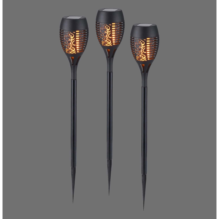 JUST LIGHT. 19106-18-3 - SET 3x LED Solar light FACKEL LED/0,24W/3,7V IP44 black