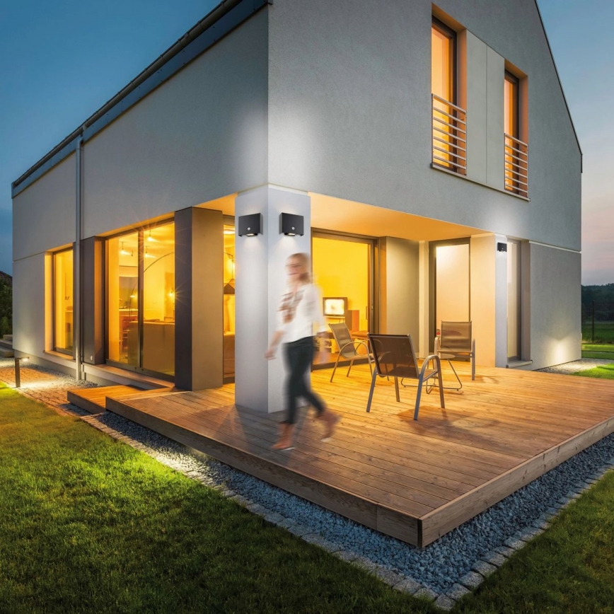 JUST LIGHT. 19471-18 - LED Outdoor wall light with a sensor AMIN 2xLED/1,25W/3,7V 4400mAh IP44 black