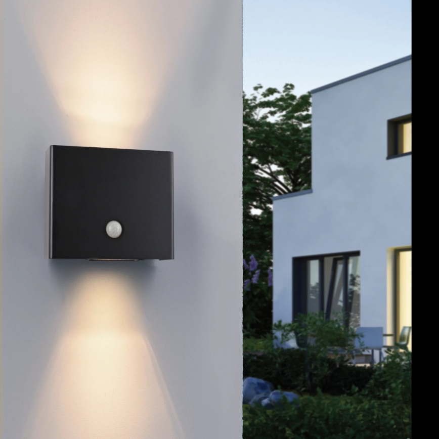 JUST LIGHT. 19471-18 - LED Outdoor wall light with a sensor AMIN 2xLED/1,25W/3,7V 4400mAh IP44 black