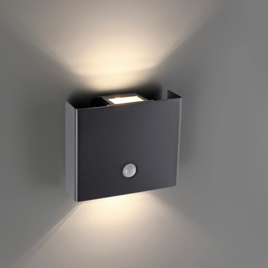 JUST LIGHT. 19471-18 - LED Outdoor wall light with a sensor AMIN 2xLED/1,25W/3,7V 4400mAh IP44 black