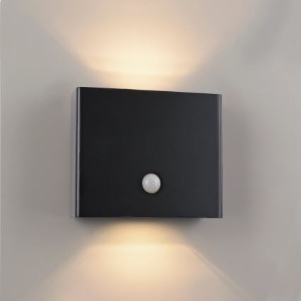 JUST LIGHT. 19471-18 - LED Outdoor wall light with a sensor AMIN 2xLED/1,25W/3,7V 4400mAh IP44 black