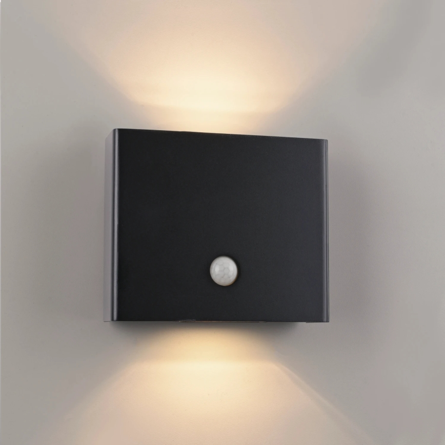 JUST LIGHT. 19471-18 - LED Outdoor wall light with a sensor AMIN 2xLED/1,25W/3,7V 4400mAh IP44 black
