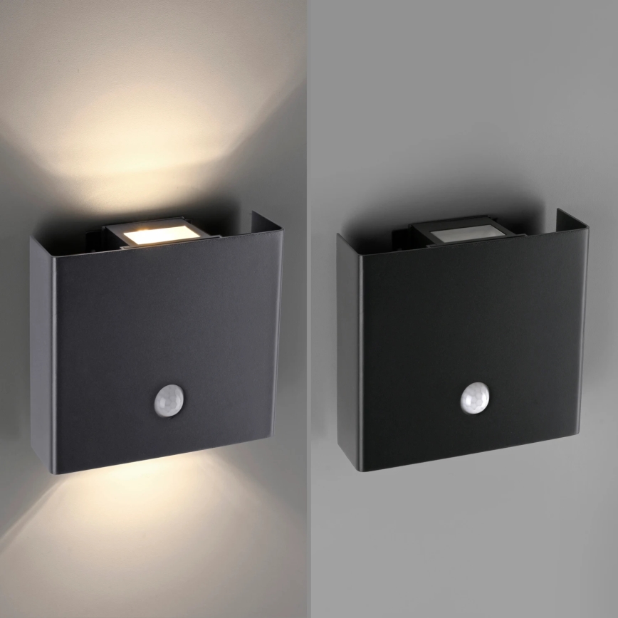 JUST LIGHT. 19471-18 - LED Outdoor wall light with a sensor AMIN 2xLED/1,25W/3,7V 4400mAh IP44 black