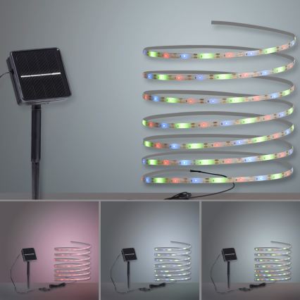 JUST LIGHT. 19971-18 - RGB LED Solar Strip TEANIA LED/3.7V 5 m 1200 mAh IP44 Black