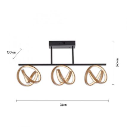 JUST LIGHT. 6245-18 - LED Dimmable surface-mounted chandelier LOOP 3xLED/11W/230V 2700-5000K + remote control
