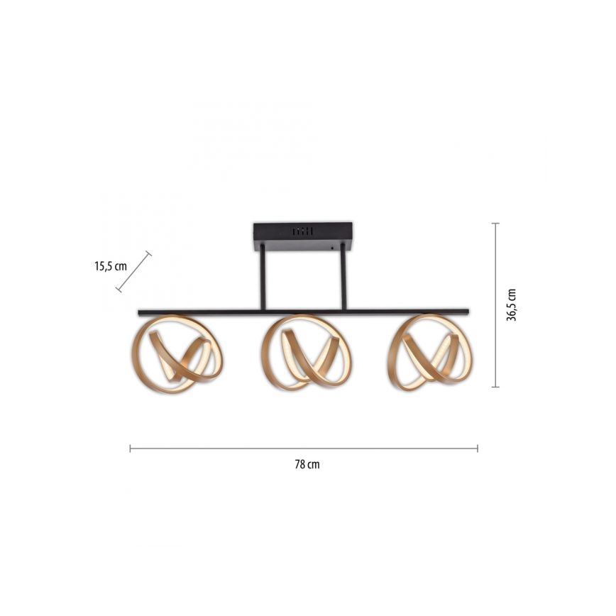 JUST LIGHT. 6245-18 - LED Dimmable surface-mounted chandelier LOOP 3xLED/11W/230V 2700-5000K + remote control