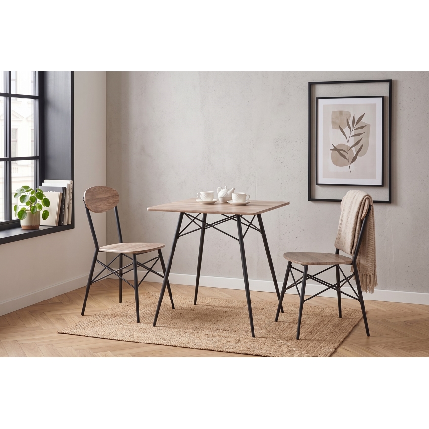 KABIR Dining Set 70x70 cm Oak/Black