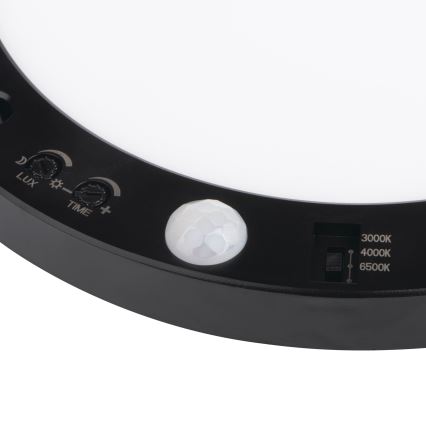 LED Ceiling/recessed light with motion sensor 2in1 ERGA LED/17W/230V 3000/4000/6500K black