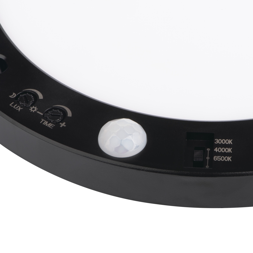 LED Ceiling/recessed light with motion sensor 2in1 ERGA LED/17W/230V 3000/4000/6500K black