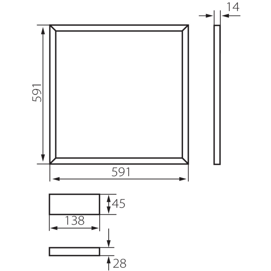 LED Recessed frame AVAR LED/40W/230V 4000K 59x59 cm