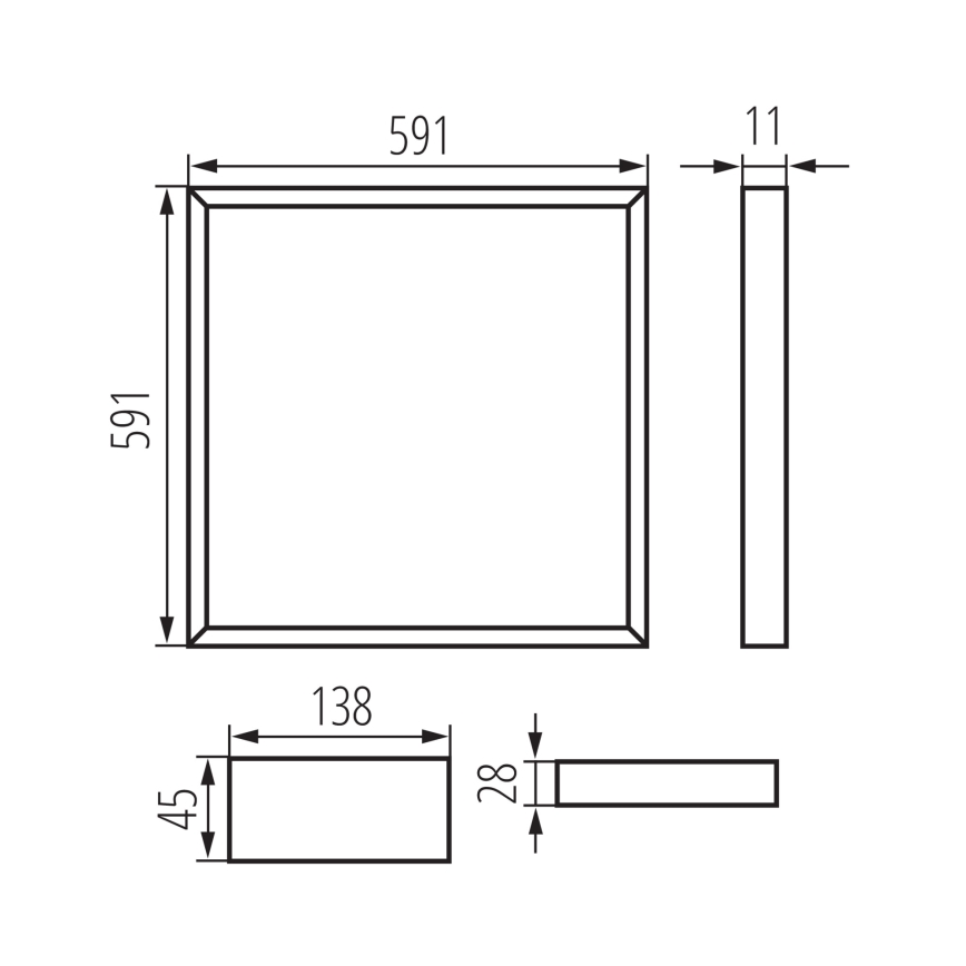 LED Recessed frame AVAR LED/32W/230V 3000/4000/6500K 59x59 cm