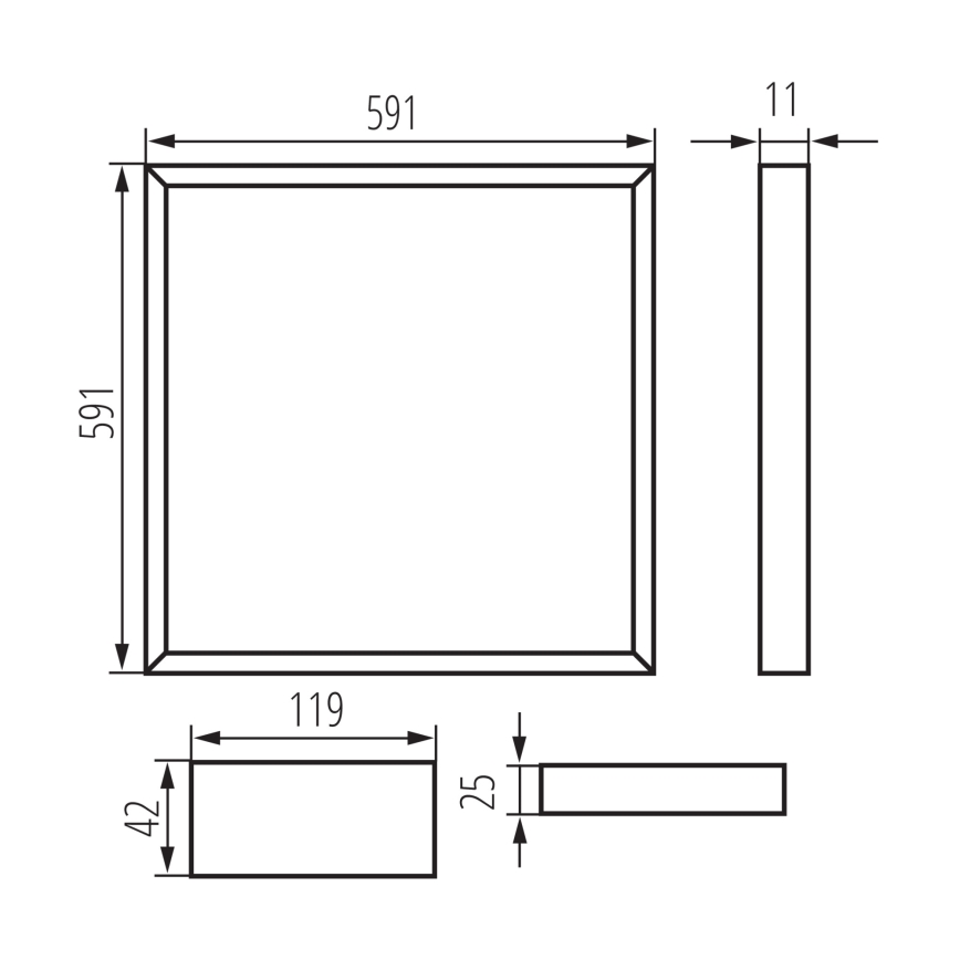 LED Recessed Ceiling Frame AVAR LED/32W/230V 6000K 59x59 cm