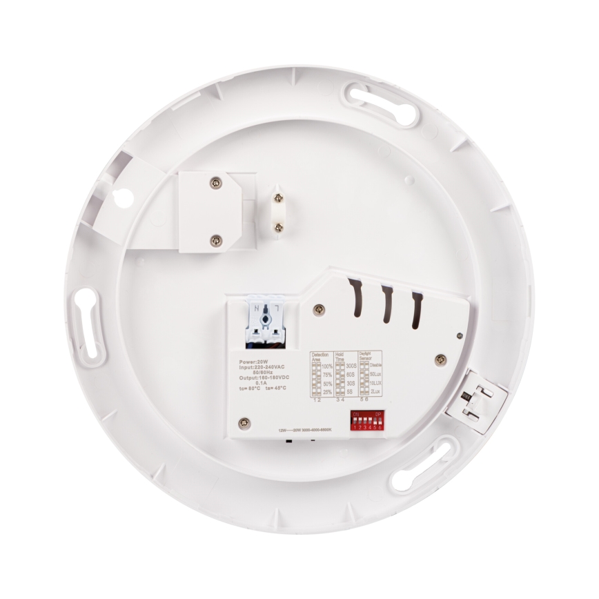 VARSO LED ceiling light with motion and dusk sensor, 22/30W, 230V, 3000/4000/6500K, Ø 33 cm, IP54
