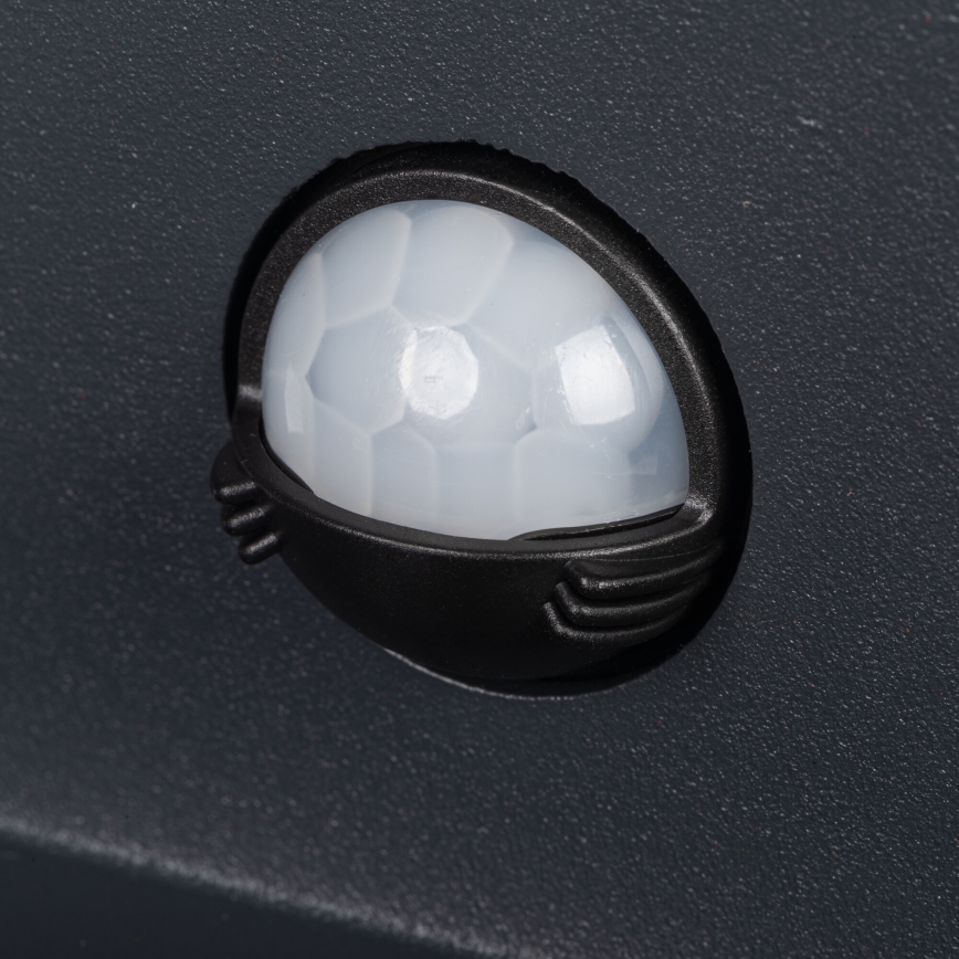 REKA LED/7W/230V IP54 Outdoor Wall Light with Motion and Dusk Sensor, Anthracite, Square
