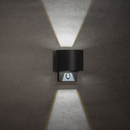 REKA LED Outdoor Wall Light with Motion and Dusk Sensor, 7W, 230V, IP54, Anthracite, Round
