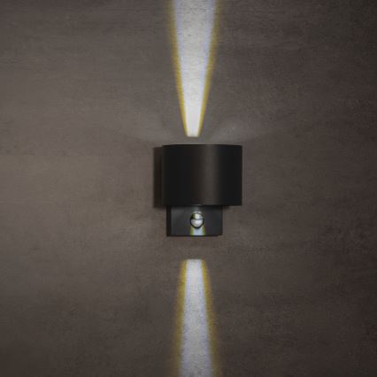 REKA LED Outdoor Wall Light with Motion and Dusk Sensor, 7W, 230V, IP54, Anthracite, Round