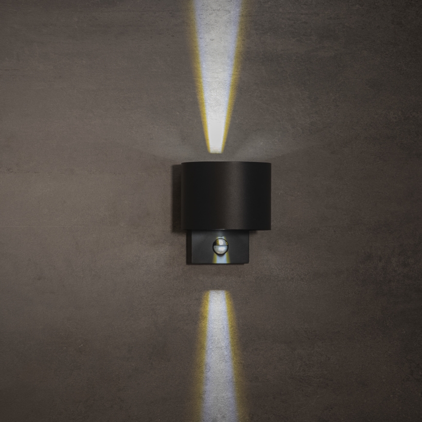 REKA LED Outdoor Wall Light with Motion and Dusk Sensor, 7W, 230V, IP54, Anthracite, Round