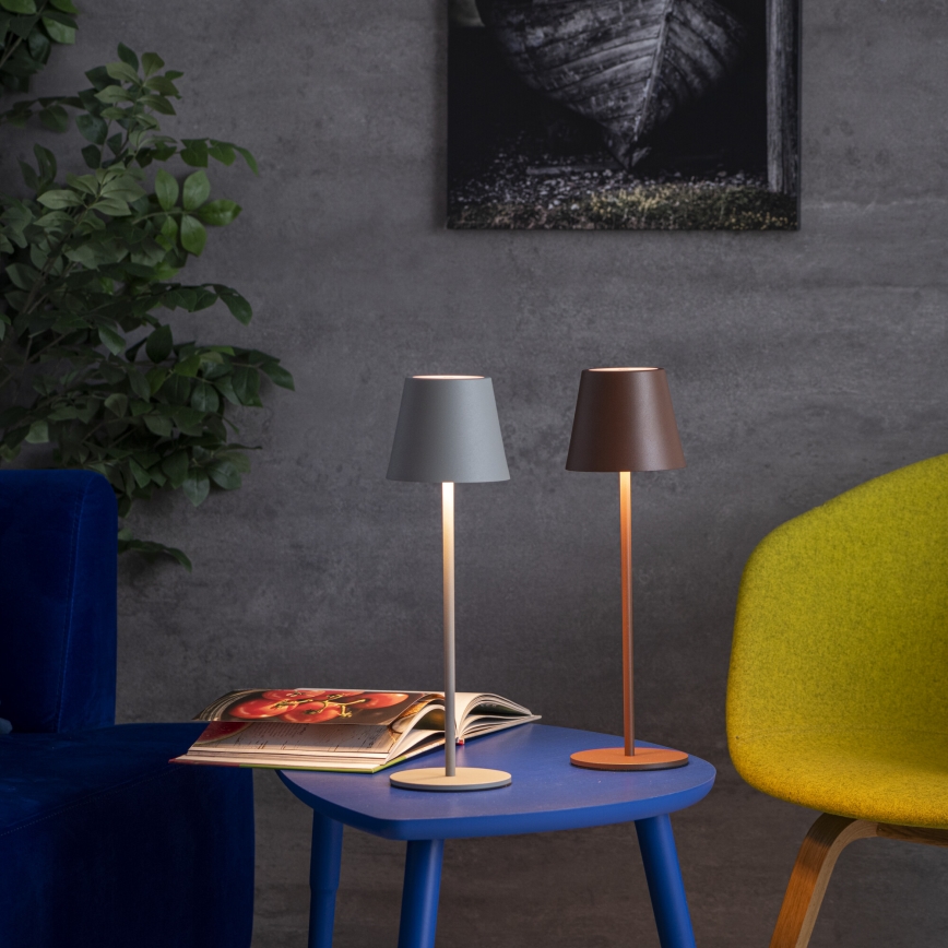 LED Dimmable rechargeable table lamp INITA LED/1,2W/1800 mAh IP54 brown