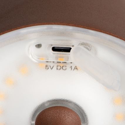 LED Dimmable rechargeable table lamp INITA LED/1,2W/1800 mAh IP54 brown