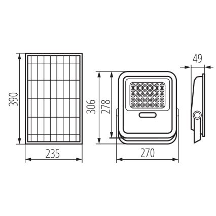 LED Dimmable floodlight with a solar panel and dusk sensor LED/15W/15000 mAh 3,2V IP65 + remote control