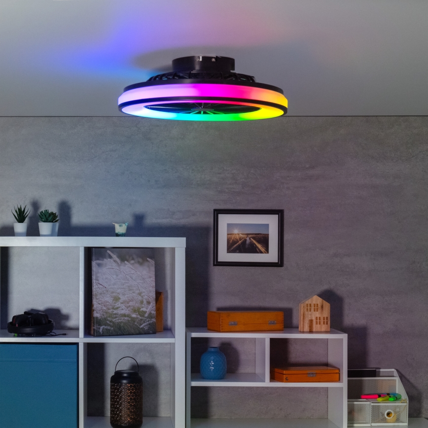 LED RGBW Dimmable ceiling light with a fan PLAVE LED/48W/230V 3000/4000/6500K + remote control