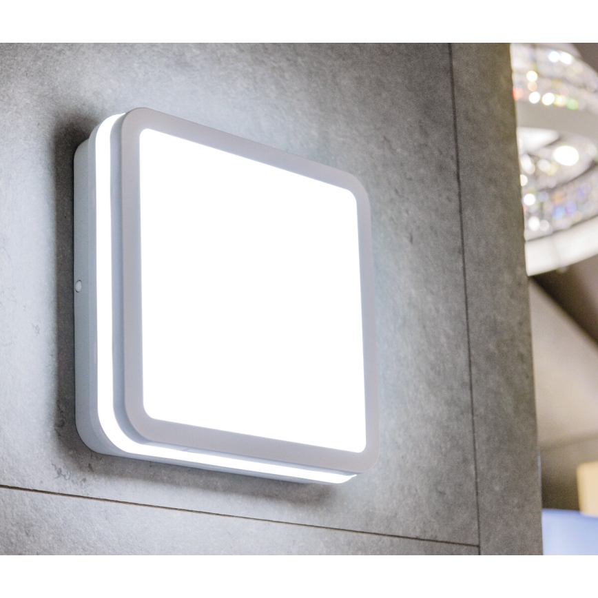 LED Outdoor ceiling light with motion sensor BENO LED/12/18W/230V 3000/3500/4000K IP65 white angular