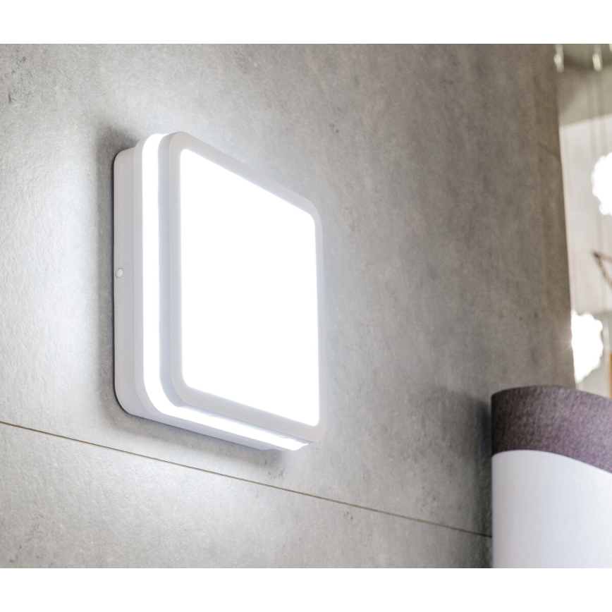 LED Outdoor ceiling light with motion sensor BENO LED/12/18W/230V 3000/3500/4000K IP65 white angular