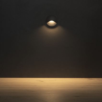 EXIN LED Staircase Light, 2.5W, 230V, 3000K, IP65, Anthracite, Round