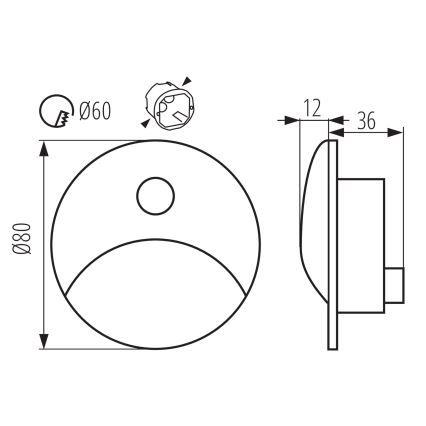 EXIN LED Staircase Light with Motion and Dusk Sensor, 2.5W/230V, 3000K, IP65, White, Round