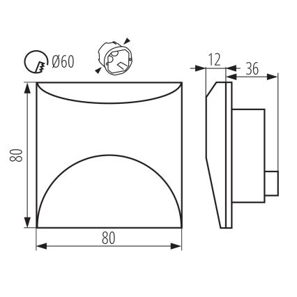 LED Staircase Light EXIN LED/2.5W/230V 3000K IP65 Black Square