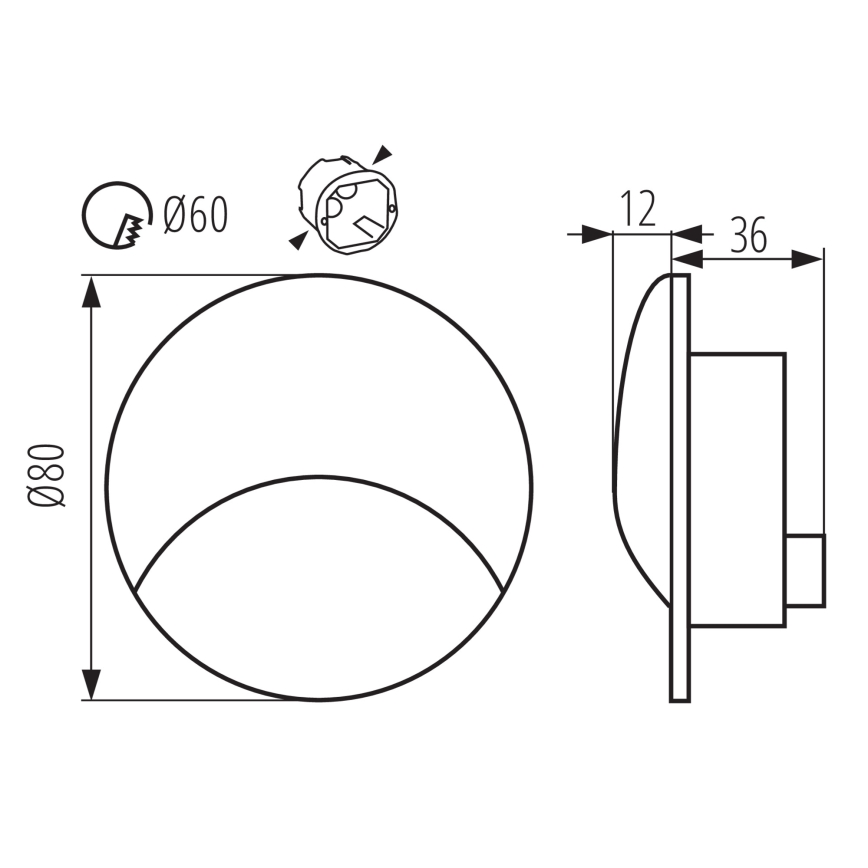 EXIN LED Staircase Light LED/2,5W/230V 4000K IP65 black round