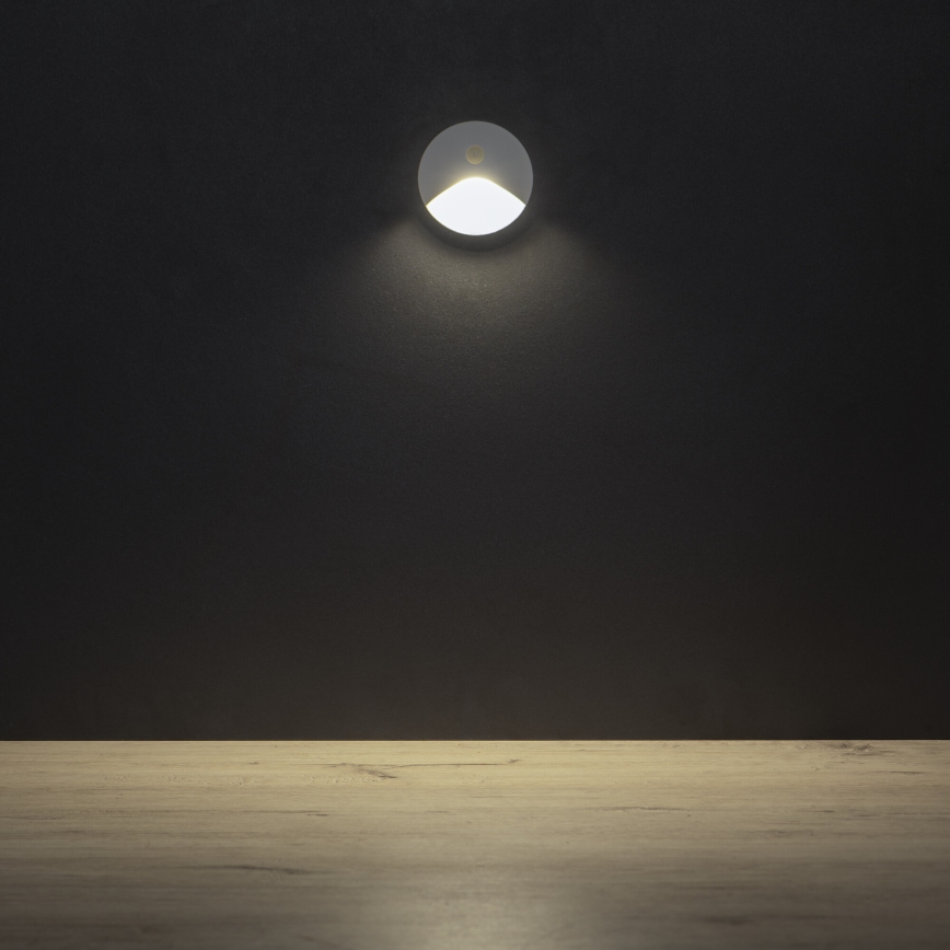 EXIN LED stair light with motion and dusk sensor LED/2,5W/230V 4000K IP65 white, round