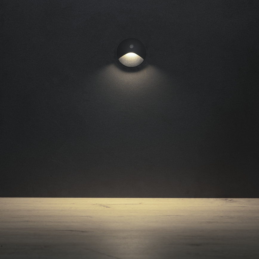 LED Staircase Light with Motion and Dusk Sensor EXIN LED/2.5W/230V 4000K IP65 Anthracite Round