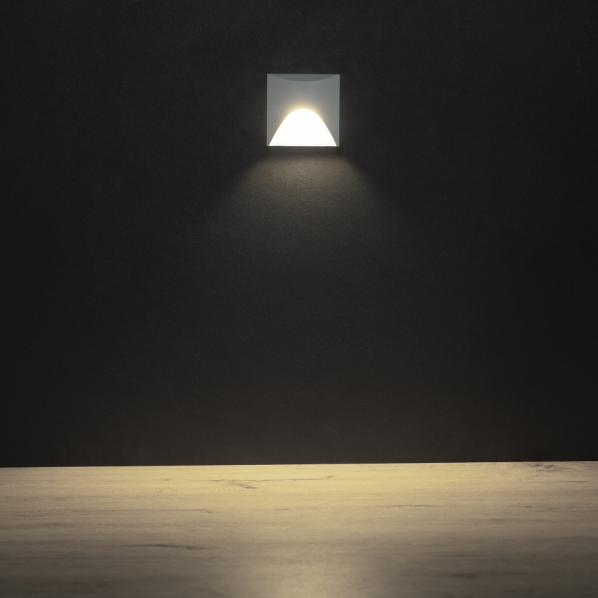 EXIN LED Staircase Light, 2.5W, 230V, 4000K, IP65, White, Square