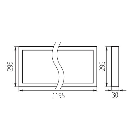 BLINGO AIO 38W LED Recessed Ceiling Panel, 230V, Selectable 3000/4000/6500K, 120 x 30 cm, CRI 90