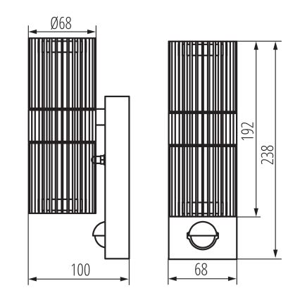 Outdoor wall-mounted spotlight with motion and dusk sensor RADILO 2xGU10/11W/230V IP44 black
