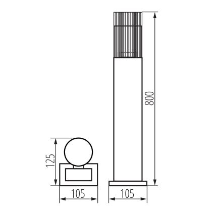 RADILO Outdoor Lamp 1x GU10/11W/230V, 80 cm, IP44, Black
