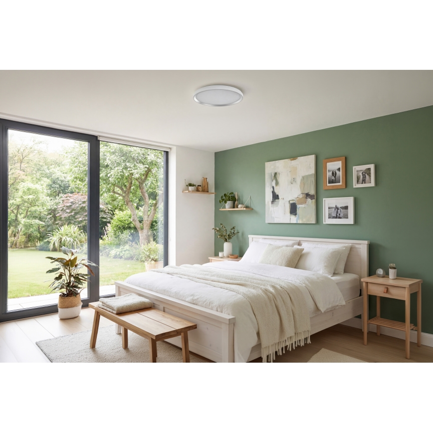 Dimmable LIXAN LED ceiling light, 65W, 230V, 3000–6500K, Ø 48.6 cm, white/silver – with remote control