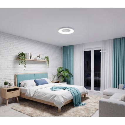 LED RGBW Dimmable Ceiling Light with Fan PLAVE PAN LED/24W/230V 3000-6500K Ø 48,5 cm White + Remote Control