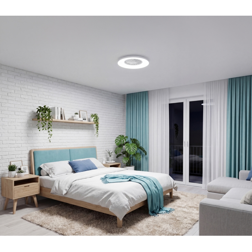 LED RGBW Dimmable Ceiling Light with Fan PLAVE PAN LED/24W/230V 3000-6500K Ø 48,5 cm White + Remote Control