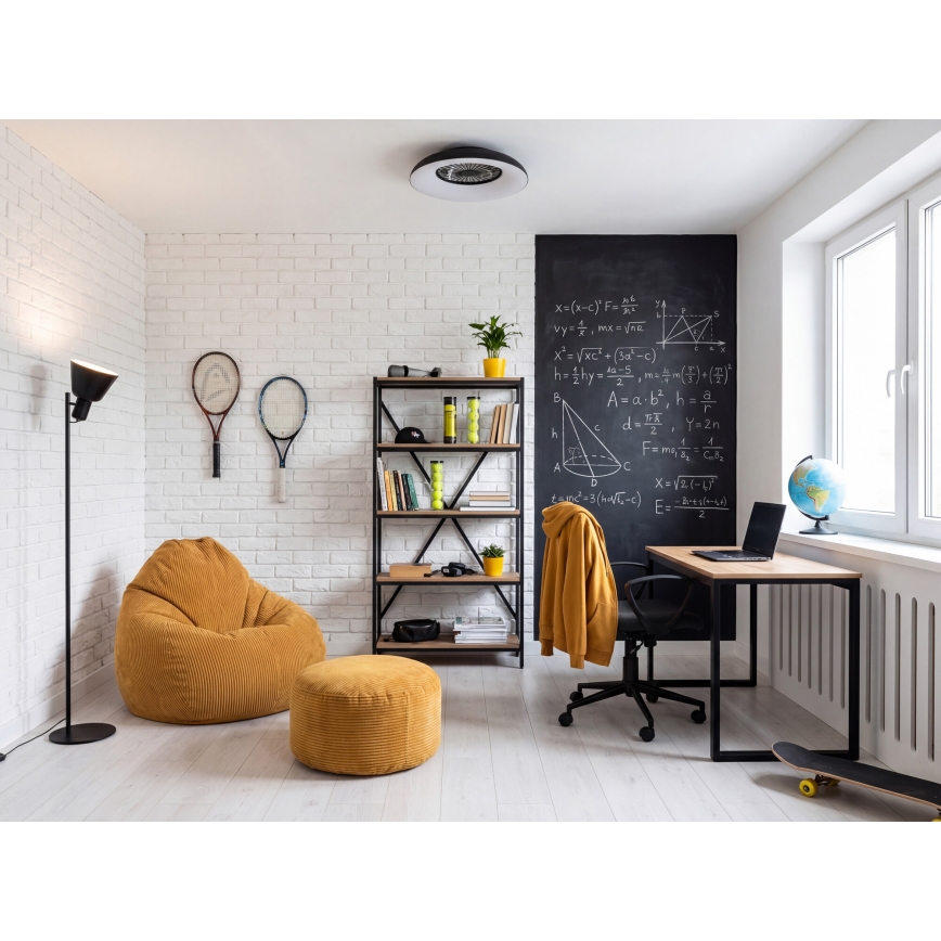 LED RGBW Dimmable Ceiling Light with Fan PLAVE PAN LED/48W/230V 3000–6500K Ø60 cm Black + Remote Control