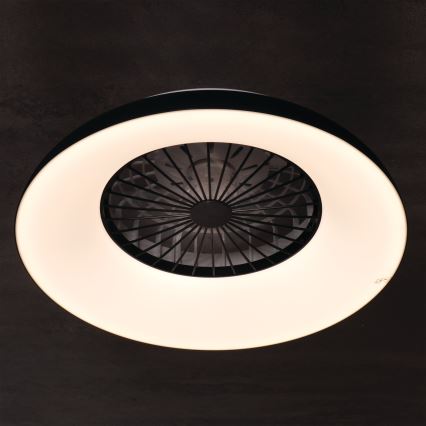 LED RGBW Dimmable Ceiling Light with Fan PLAVE PAN LED/48W/230V 3000–6500K Ø60 cm Black + Remote Control