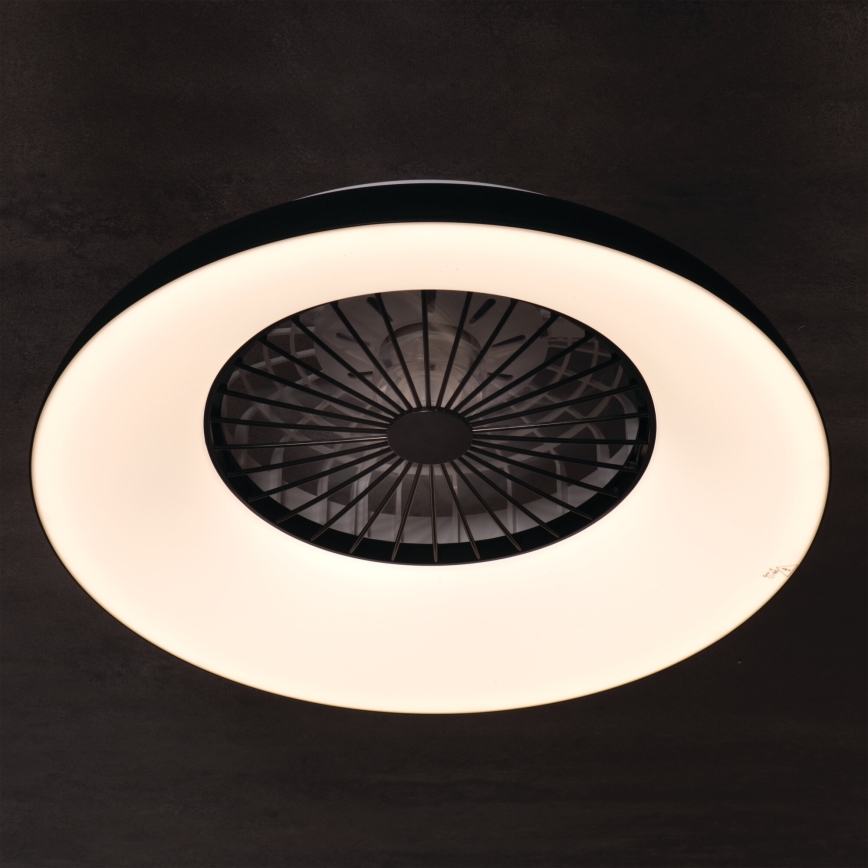 LED RGBW Dimmable Ceiling Light with Fan PLAVE PAN LED/48W/230V 3000–6500K Ø60 cm Black + Remote Control