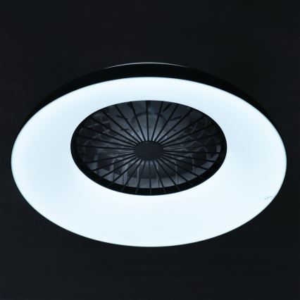 LED RGBW Dimmable Ceiling Light with Fan PLAVE PAN LED/48W/230V 3000–6500K Ø60 cm Black + Remote Control