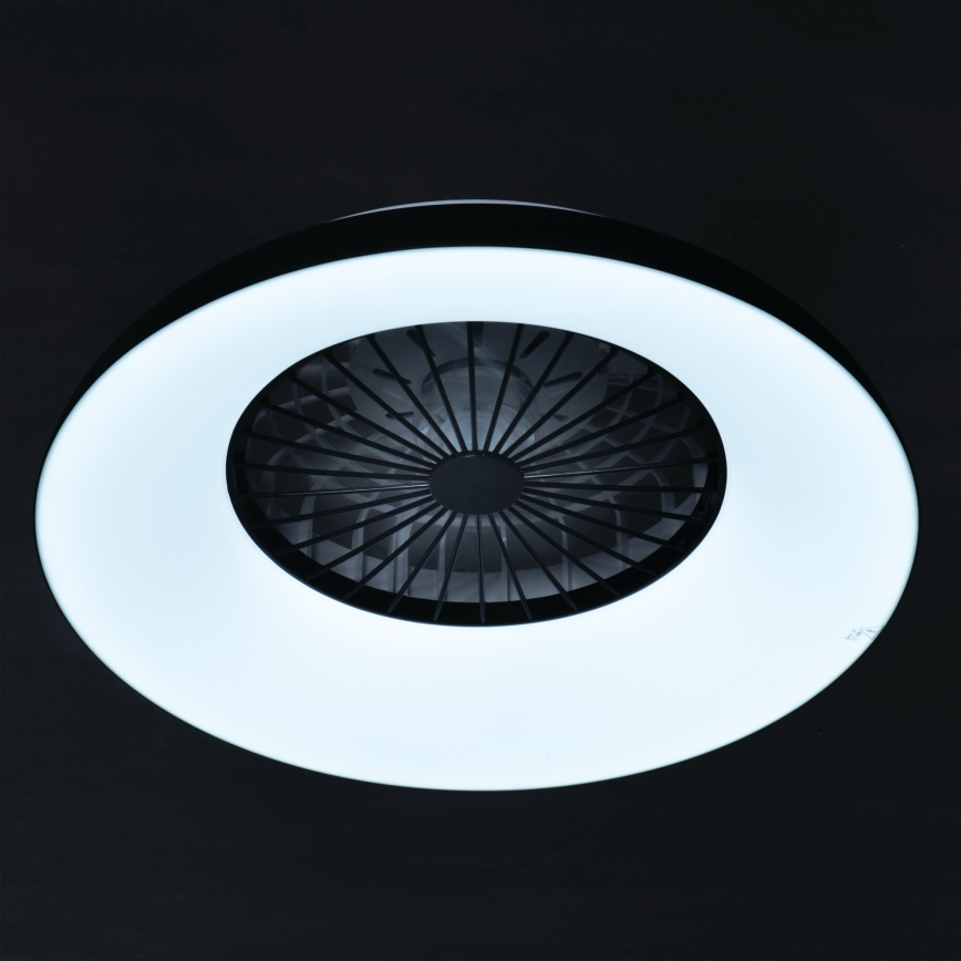 LED RGBW Dimmable Ceiling Light with Fan PLAVE PAN LED/48W/230V 3000–6500K Ø60 cm Black + Remote Control