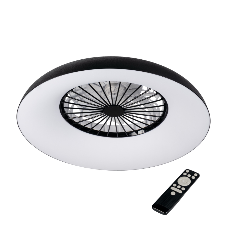 LED RGBW Dimmable Ceiling Light with Fan PLAVE PAN LED/48W/230V 3000–6500K Ø60 cm Black + Remote Control
