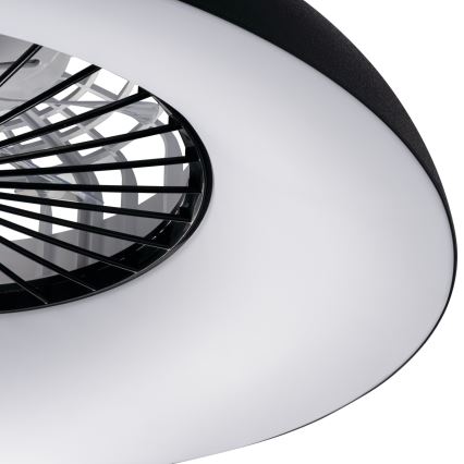 LED RGBW Dimmable Ceiling Light with Fan PLAVE PAN LED/48W/230V 3000–6500K Ø60 cm Black + Remote Control